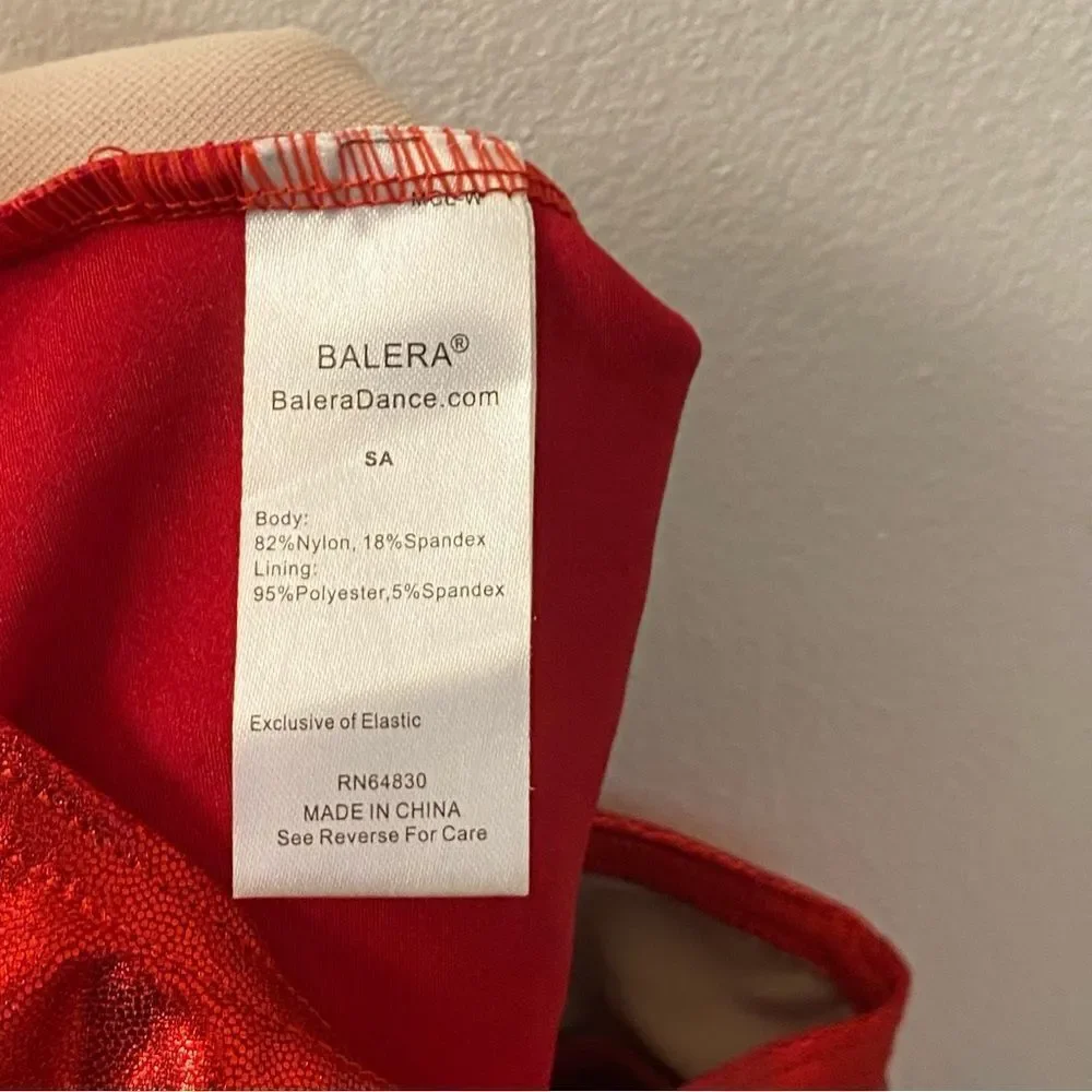 WEISSMAN Balera Dance Costume 2 piece red Cropped Metallic pants 14826 ML9756 SA